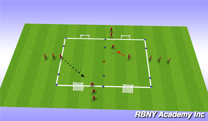 Football/Soccer Session Plan Drill (Colour): 1v1 Angle