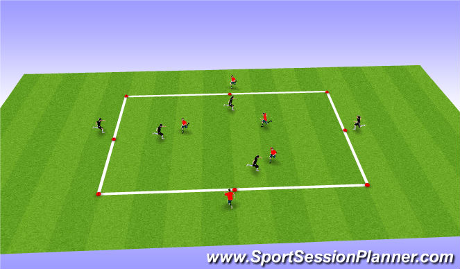 Football/Soccer Session Plan Drill (Colour): 3+2v3+2 Possession