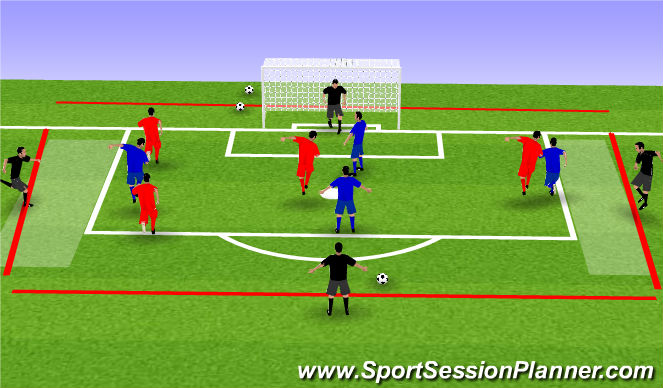 Football/Soccer Session Plan Drill (Colour): SSG 4 v 4 + 4