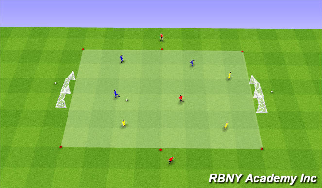 Football/Soccer Session Plan Drill (Colour): Condidtion Game - 3v3 + 3