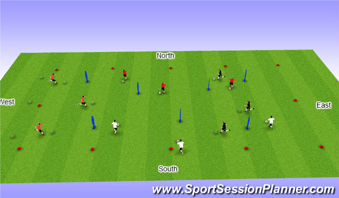 Football/Soccer Session Plan Drill (Colour): RWTB 4 ways