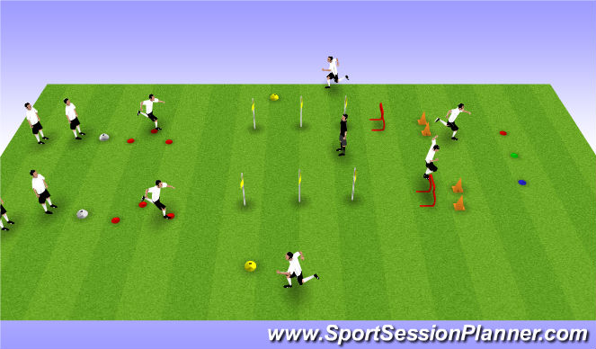 Football/Soccer Session Plan Drill (Colour): Obstacle Course Race