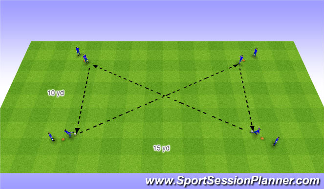 Football/Soccer Session Plan Drill (Colour): Rectangle Passing Pattern 1