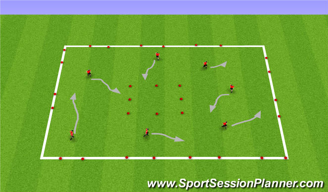 Football/Soccer Session Plan Drill (Colour): Dribbling Square with Gates