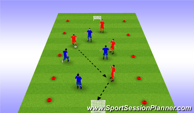 Football/Soccer Session Plan Drill (Colour): 4 v 4 Small-Sided