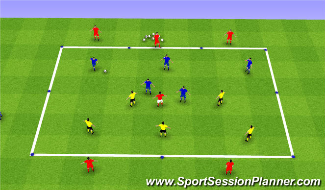 Football/Soccer Session Plan Drill (Colour): Build out into midfield