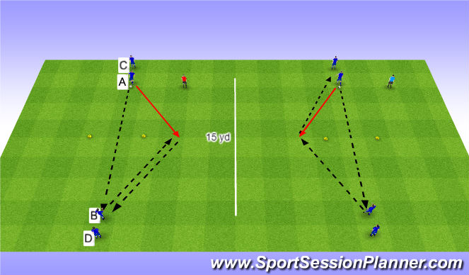 Football/Soccer Session Plan Drill (Colour): 2-Cone Passing Pattern 1