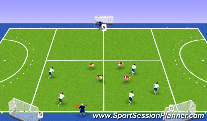 Hockey Session Plan Drill (Colour): 5 v 4 Break