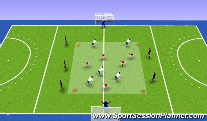 Hockey Session Plan Drill (Colour): 5 v 5 + 5