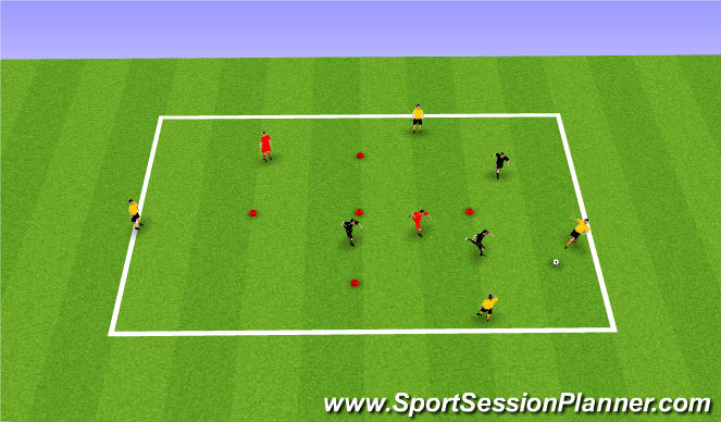 Football/Soccer Session Plan Drill (Colour): PP 4v3+2