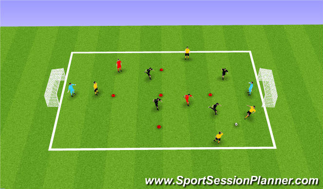 Football/Soccer Session Plan Drill (Colour): TG/SSG 4v4+2