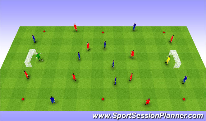 Football/Soccer Session Plan Drill (Colour): Possesion game 4v4+4. Gra na utrzymywanie się przy piłce z bokami.