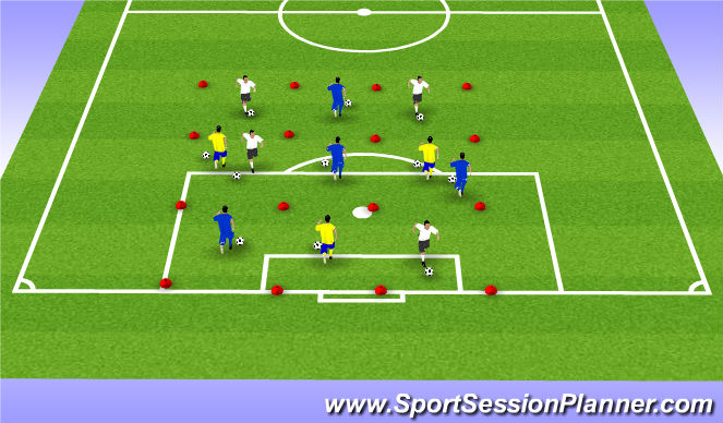 Football/Soccer Session Plan Drill (Colour): Minesweeper