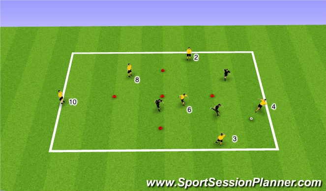 Football/Soccer Session Plan Drill (Colour): Warm-Up 6v4