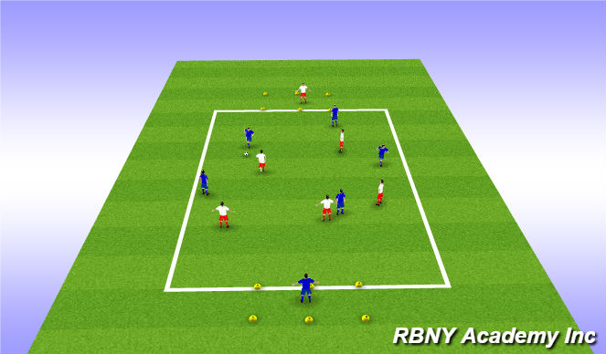 Football/Soccer Session Plan Drill (Colour): Target game - Small Zones