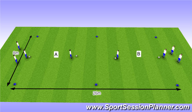 Football/Soccer Session Plan Drill (Colour): O12 - W36 (2) - H5 Schijn- en passeerbewegingen