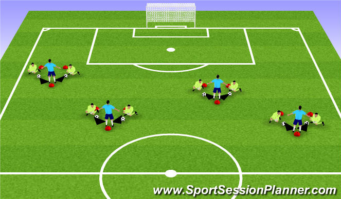 Football/Soccer Session Plan Drill (Colour): 3 Person Triangle Passing Drill