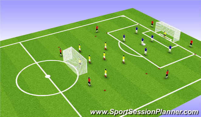 Football/Soccer Session Plan Drill (Colour): Jeu Banide 6c6 6 appuis