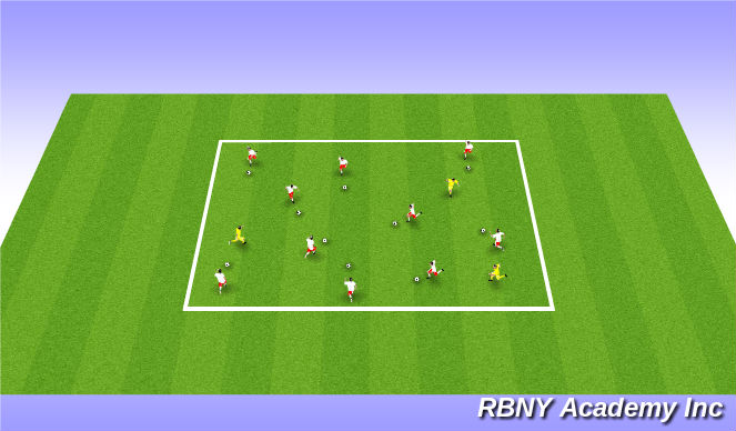 Football/Soccer Session Plan Drill (Colour): Spider Web Tag - Suggested Warm Up