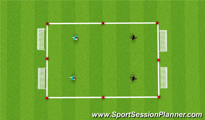 Football/Soccer Session Plan Drill (Colour): 2 v 2 scrimmage