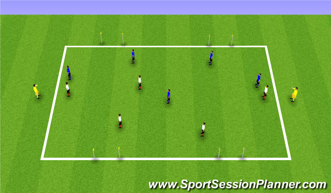 Football/Soccer Session Plan Drill (Colour): 5v5+2 Wide Men