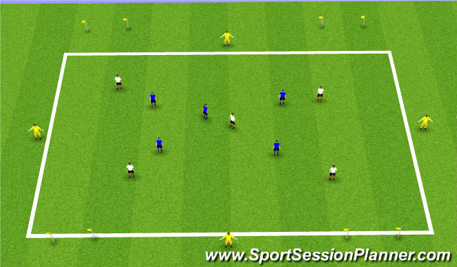 Football/Soccer Session Plan Drill (Colour): 5v5+4 to 2 Gates