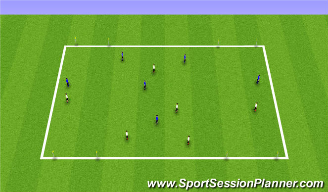 Football/Soccer Session Plan Drill (Colour): 6v6 to 4 Gates