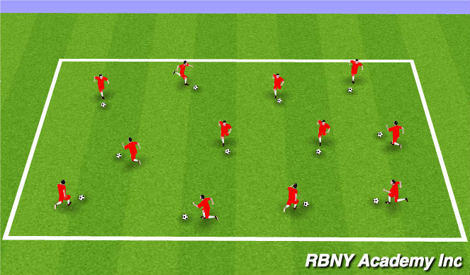 Football/Soccer Session Plan Drill (Colour): Dribbling Warm-up