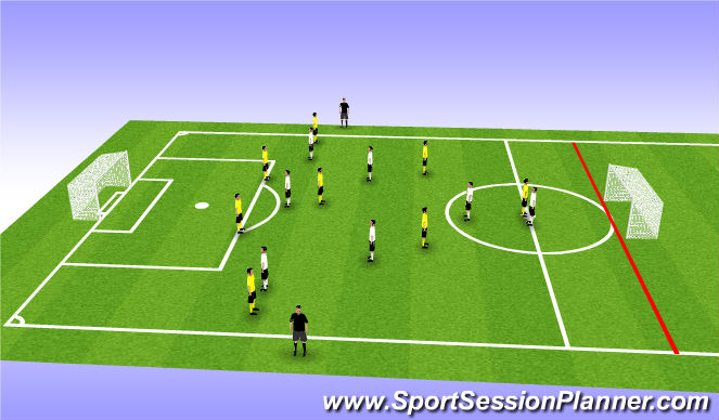 Football/Soccer Session Plan Drill (Colour): 8v8 + 2 Bumpers Match (20 mins)