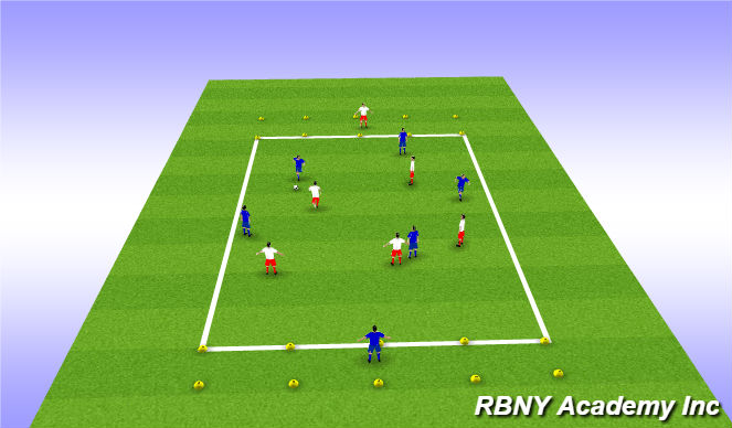 Football/Soccer Session Plan Drill (Colour): Target Game - Large Zones