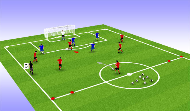 Football/Soccer Session Plan Drill (Colour): 6 v 5 with Counter  (Expanded)