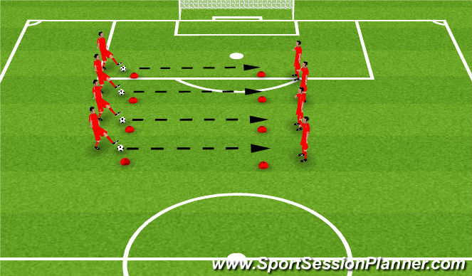 Football/Soccer Session Plan Drill (Colour): Passing In Lines