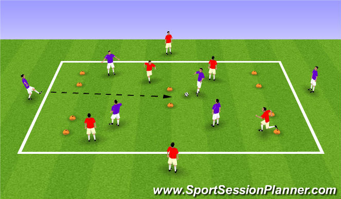 Football/Soccer Session Plan Drill (Colour): Transition in the midfield