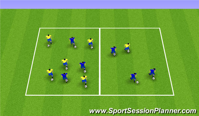 Football/Soccer Session Plan Drill (Colour): Skills and dribbling