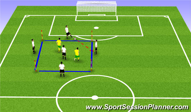 Football/Soccer Session Plan Drill (Colour): 4v2+1 Possession Game