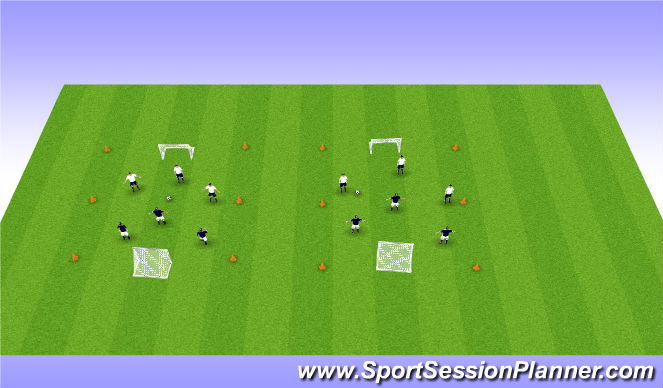 Football/Soccer Session Plan Drill (Colour): SSG - 3v3