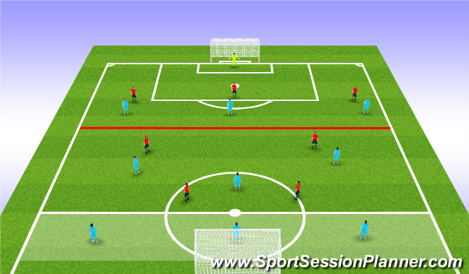 Football/Soccer Session Plan Drill (Colour): 9v7+GK