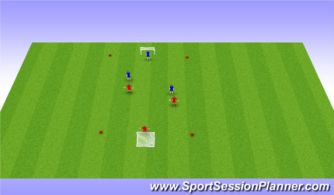 Football/Soccer Session Plan Drill (Colour): 2 vs 2 with support player