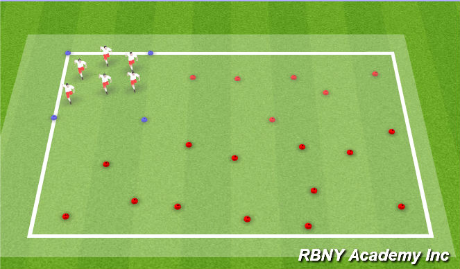 Football/Soccer Session Plan Drill (Colour): Bring the red bull player to red bull arena