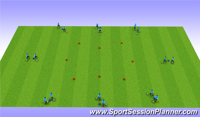 Football/Soccer Session Plan Drill (Colour): Dribbling Warm-up