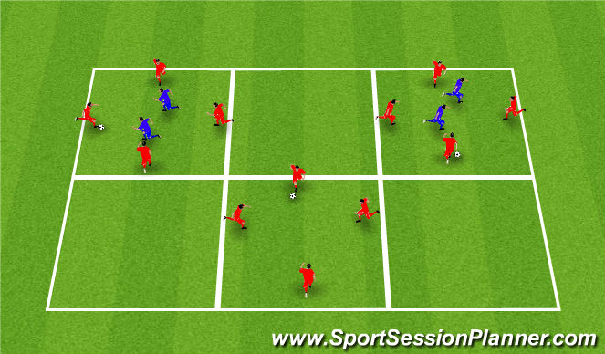 Football/Soccer Session Plan Drill (Colour): Rondo 4vs2 con uno libre