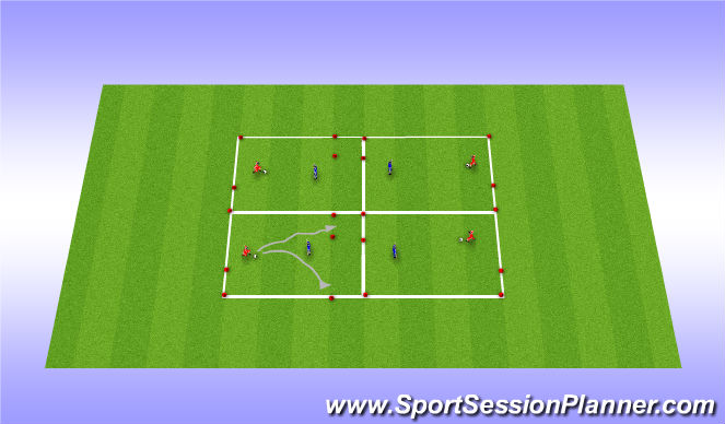 Football/Soccer Session Plan Drill (Colour): 1 vs. 1, 2 point-1 point