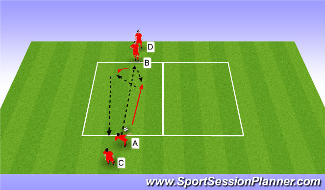 Football/Soccer Session Plan Drill (Colour): 4 Player Passing Progression