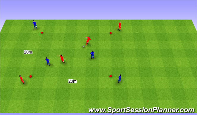 Football/Soccer Session Plan Drill (Colour): 2v2 possesion game. 2v2 na utrzymanie (20')