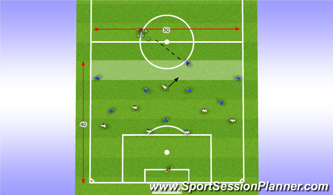 Football/Soccer Session Plan Drill (Colour): 8v7+1G