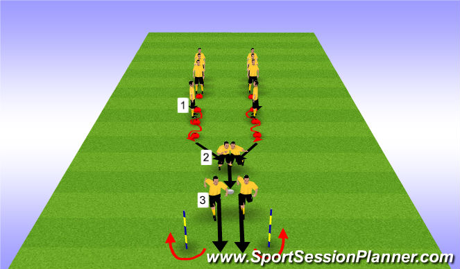 Football/Soccer Session Plan Drill (Colour): Fast feet, challenge for header and sprint