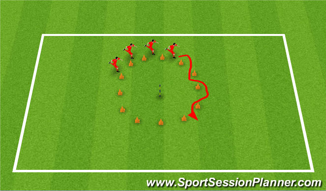 Football/Soccer Session Plan Drill (Colour): WARM UP- CONE CIRCLE