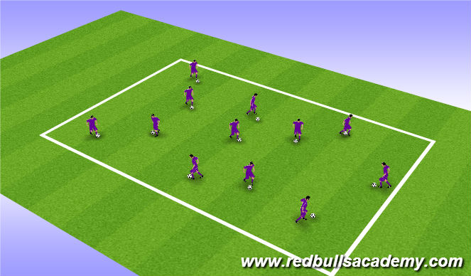 Football/Soccer Session Plan Drill (Colour): Ball Mastery - 9 lives