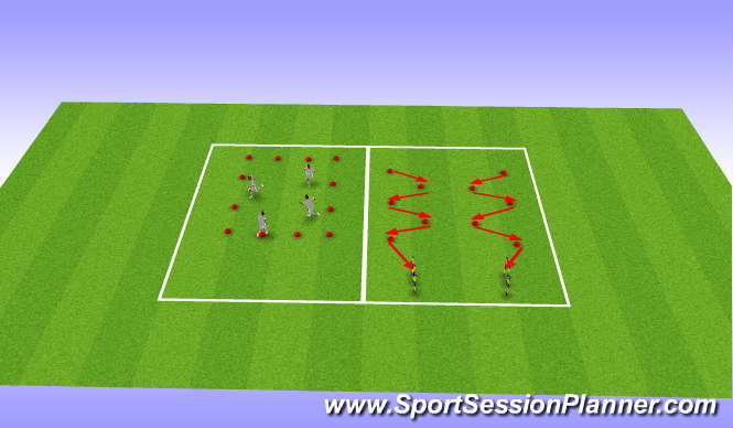 Football/Soccer Session Plan Drill (Colour): Squat/lunge + multidirectional speed