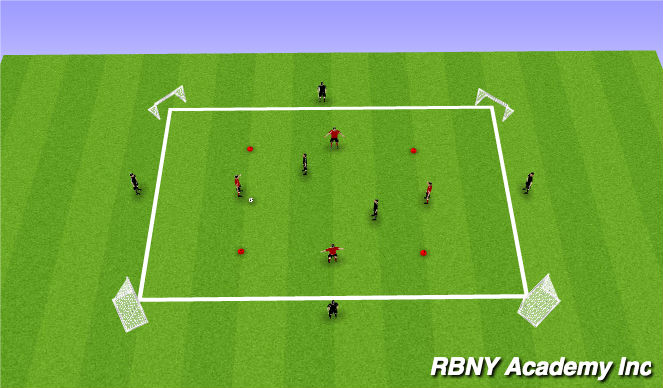 Football/Soccer Session Plan Drill (Colour): Rondo: 4v2 transitioning to 4v6